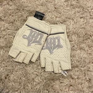 White Fingerless Harley Davidson Women’s Gloves XS